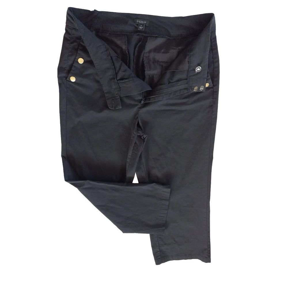 Ann Taylor Factory Women Ankle Pants Polyester Spandex Inseam 24‎ Golden Black